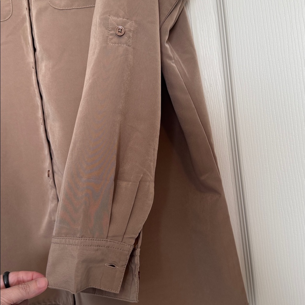 Denim&Co Button-Down Utility Shirt in Taupe - Picture 4 of 6